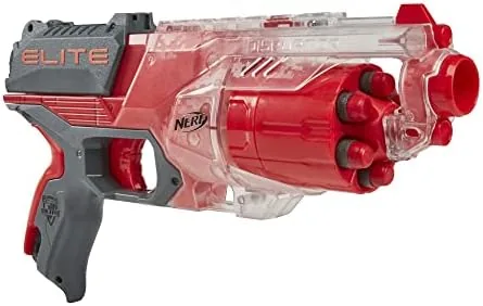 nerf elite disrupter blaster 6 dart rotating drum slam fire translucent red amazon exclusive
