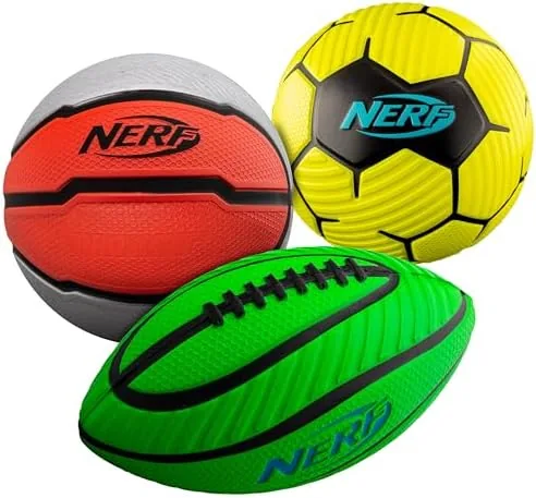 nerf mini foam sports ball set foam football soccer ball basketball set soft sports toy for kids multicolor