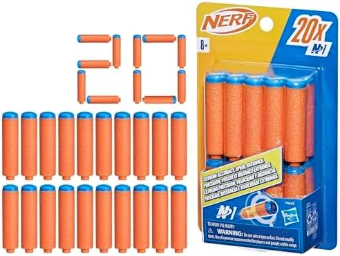 nerf n series n1 darts includes 20 refill darts compatible only with nerf n series blasters outdoor games ages 8