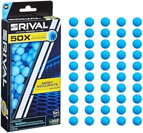 nerf rival 50 accu round refill includes 50 accu rounds the most accurate nerf rival rounds compatible with all nerf blasters